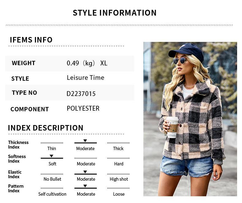 Womens Casual Plaid Shackets Brushed Flannel Button Down Pocketed Shirt Jacket Coats