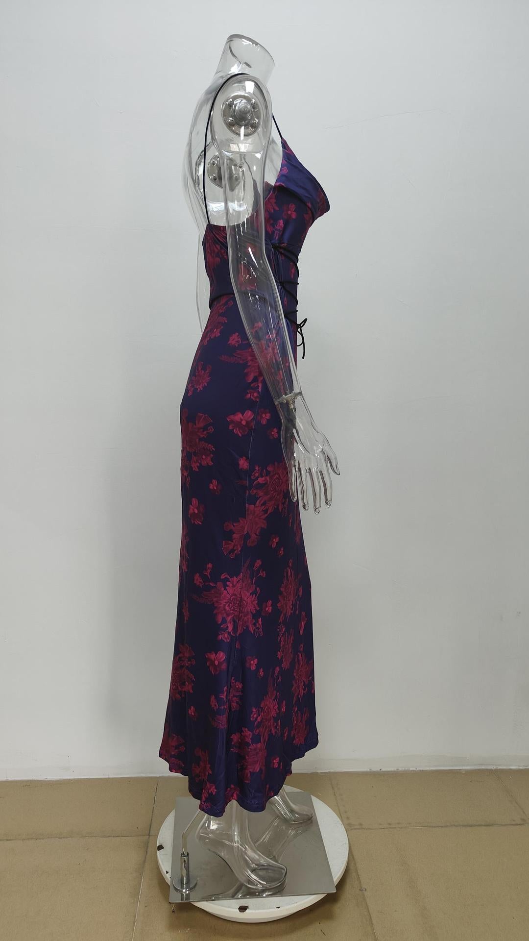Slim Low Neck Print Bodycon Dress