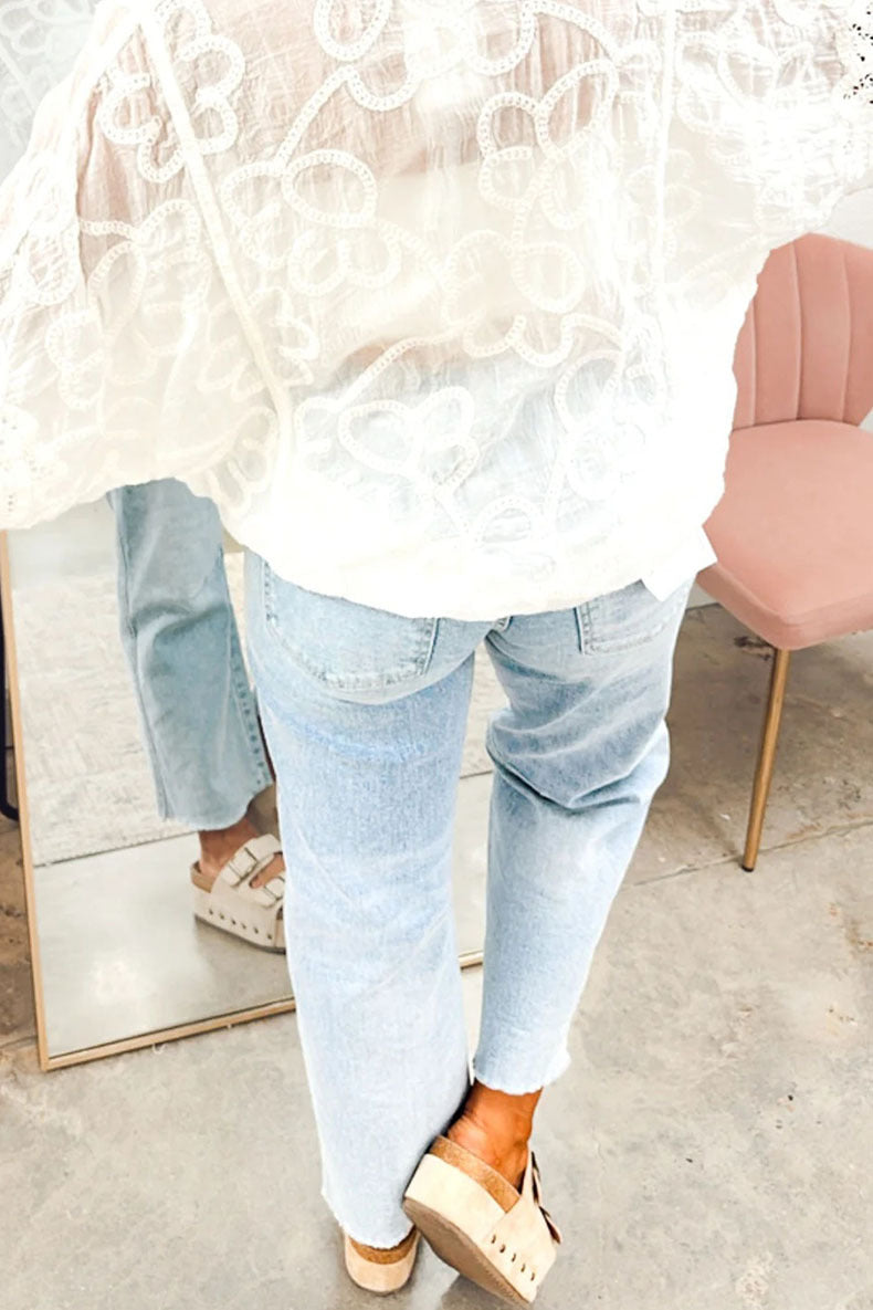 Women High Waist Jeans Big Pockets Slim Fit Skinny