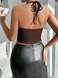 Neck vest halter back short top women