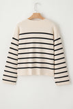 Black Stripe Flap Pocket Buttoned Cardigan Sweater