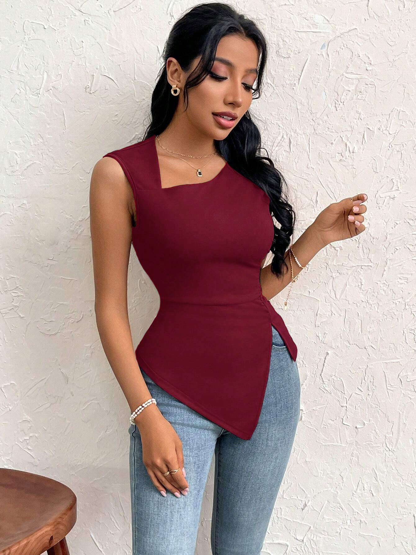 Women's T-shirt Summer Slim Short Solid Color Top