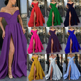 Satin Solid Color Deep V Dress Dress Evening Dress