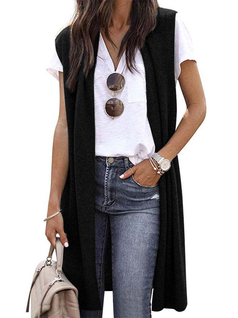 Women's Cardigan Fashion Medium and Long Sleeveless Vest Women