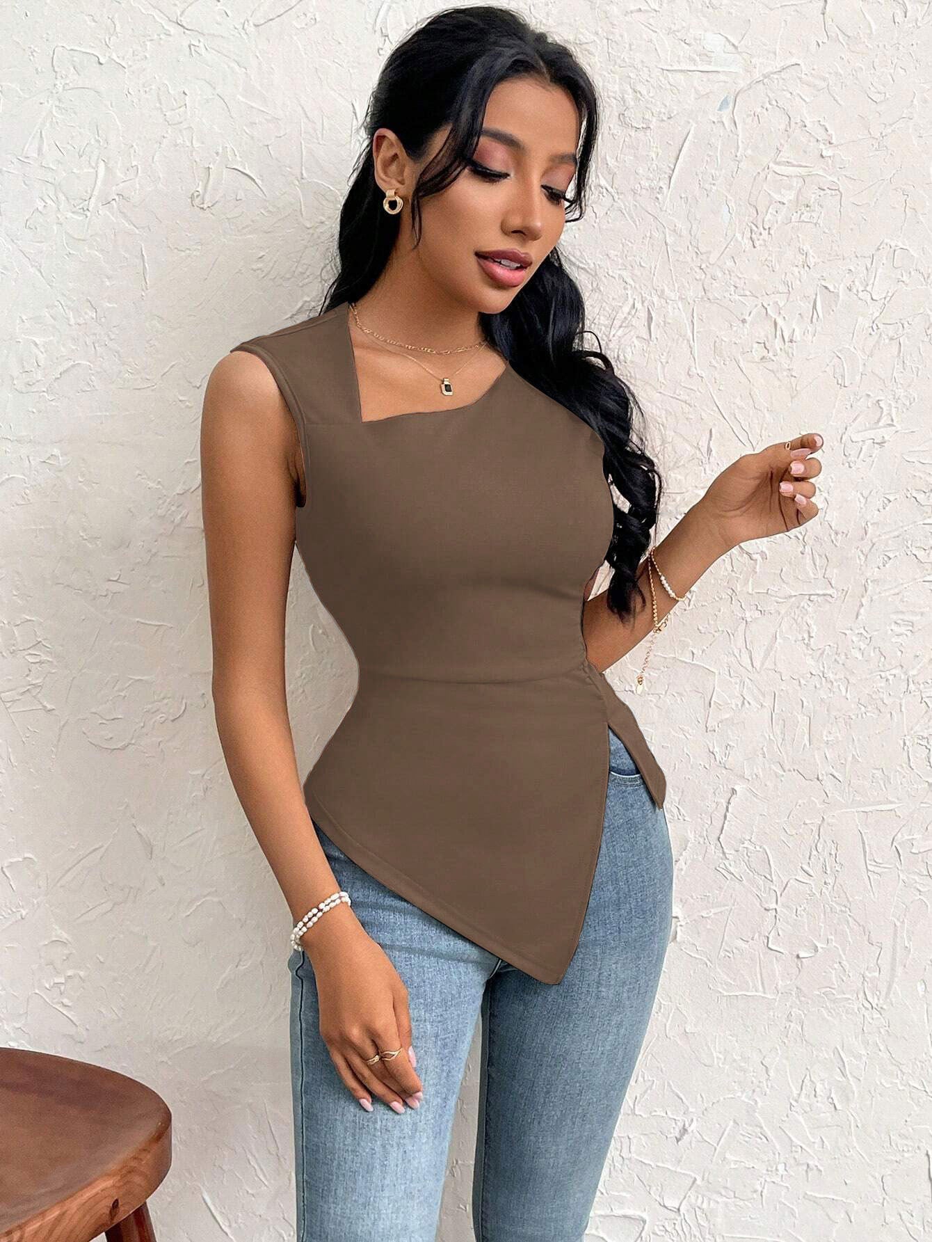 Women's T-shirt Summer Slim Short Solid Color Top