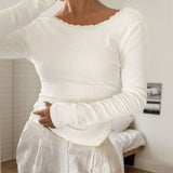 Women's Lace Sexy Backless Slim-fitting Long-sleeved Top