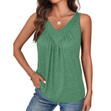 Solid Color V-neck Sleeveless Top Women's Casual Loose Vest Women