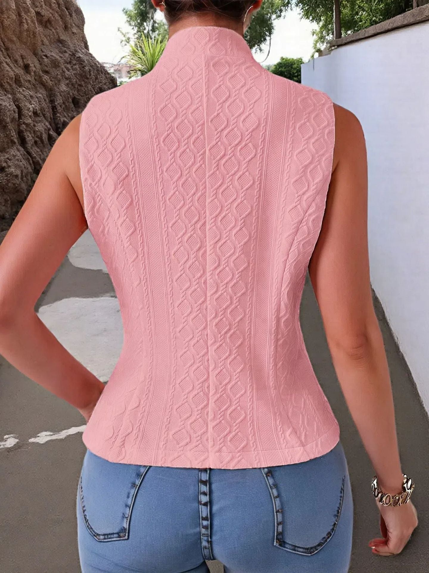 V-Neck Button Sleeveless Vest Vest Jacket Top Women