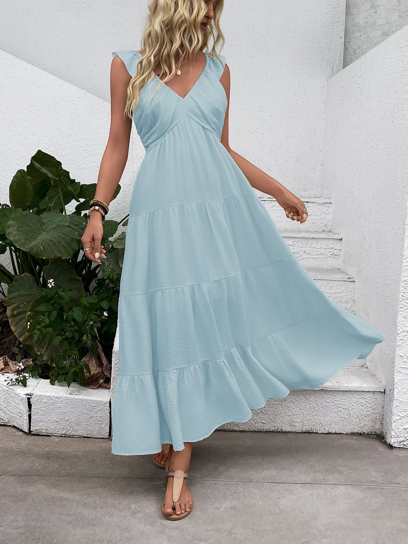 Long Sleeveless V-neck Dress for Women