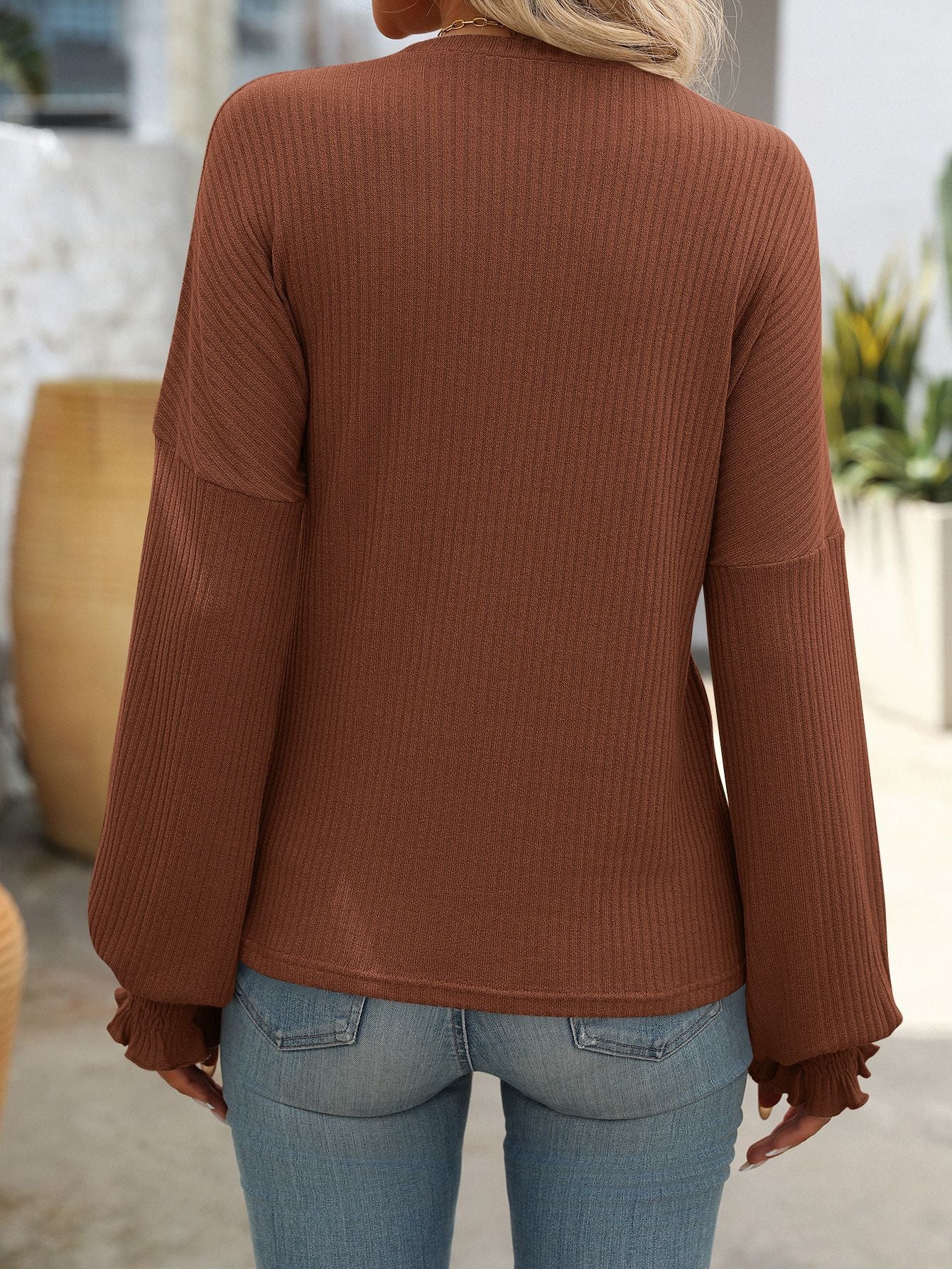 Women's Loose Casual Pit Strip Long Sleeve T-Shirt