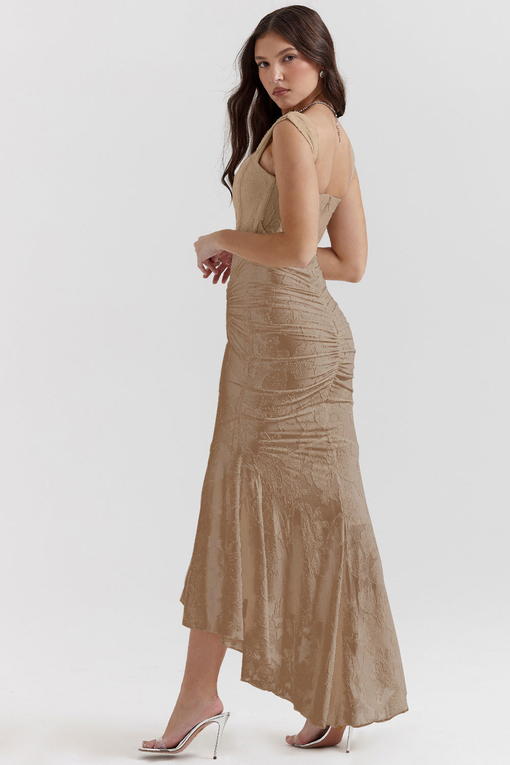 Off-Shoulder Tubular Bodycon Dress Fishtail Woman