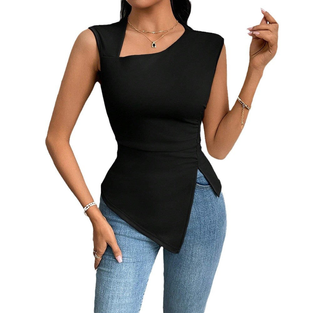 Women's T-shirt Summer Slim Short Solid Color Top