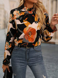 Women's Round Neck Printed Long Sleeve  Blouse Shirt Top