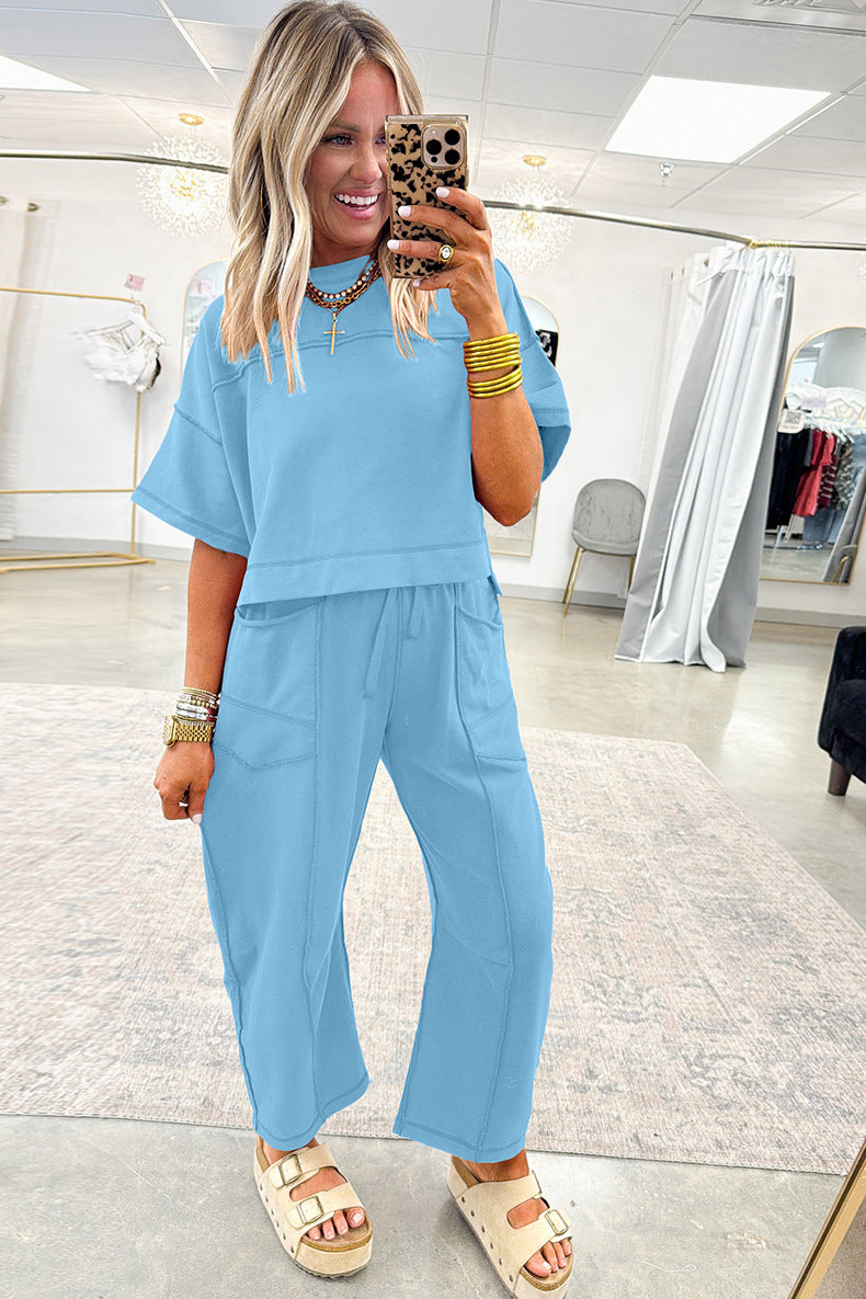 Drop Shoulder Boxy Tee and Barrel Pants Set