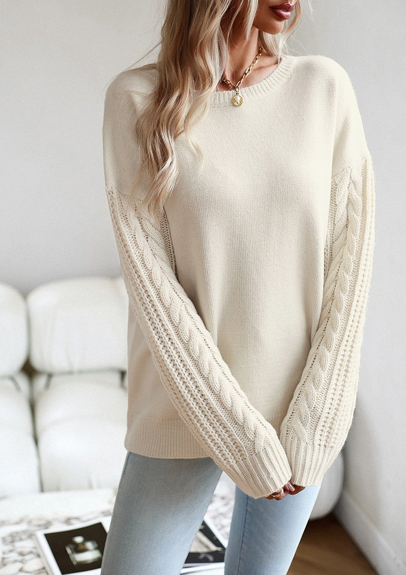 Parchment Chunky Knit Sleeve Drop Shoulder Sweater
