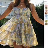 Vacation Sexy Print Suspender Dress Women