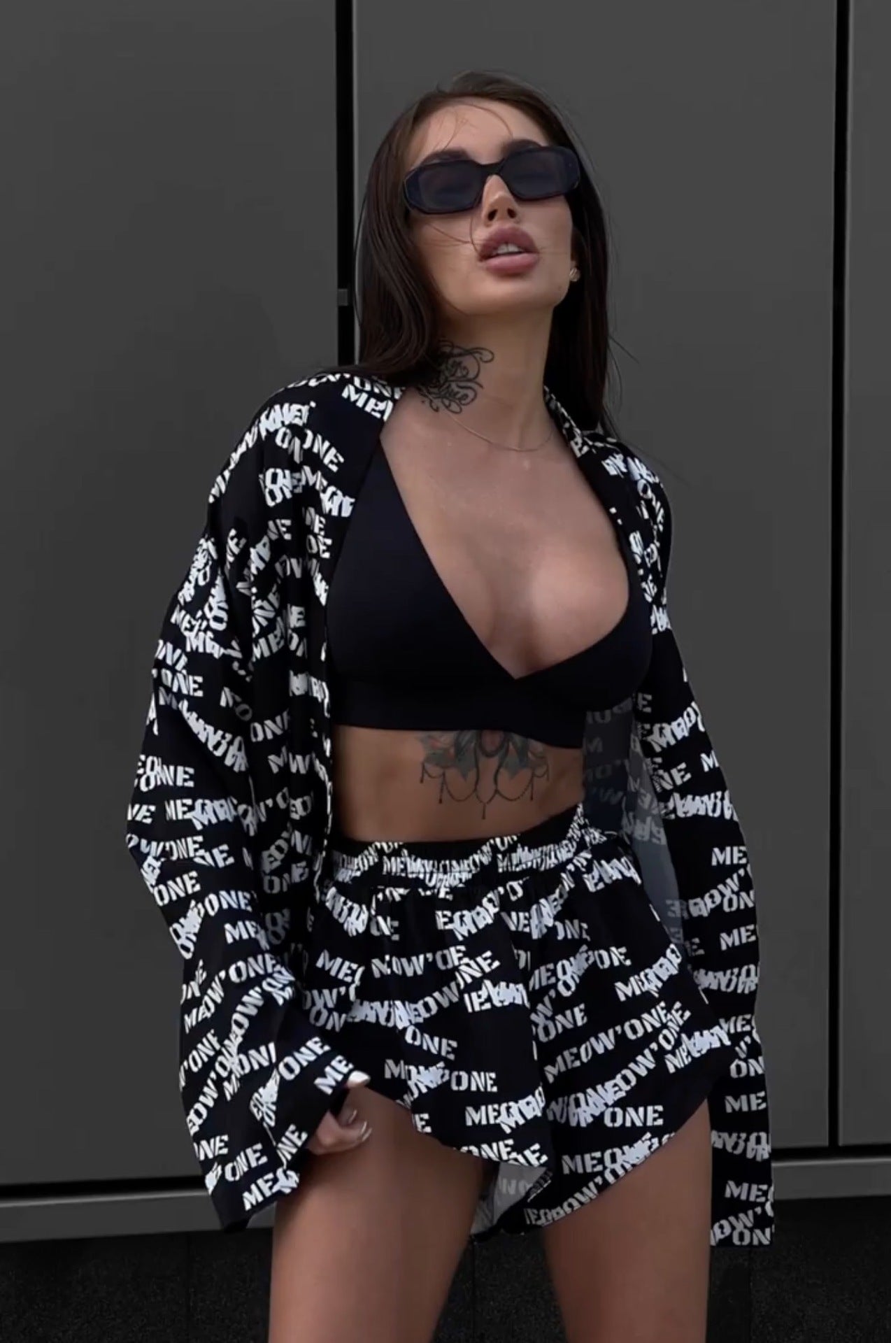 Women's Printed Casual Lace-up Pajamas High-waisted Shorts Set