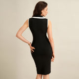 Women's Button Slim Fit Lapel Sleeveless Dress