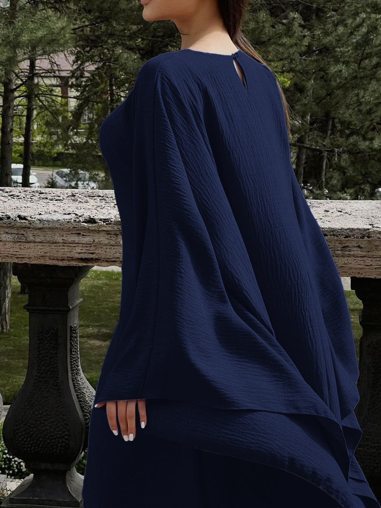 Womens Solid Color Long Sleeve Dress