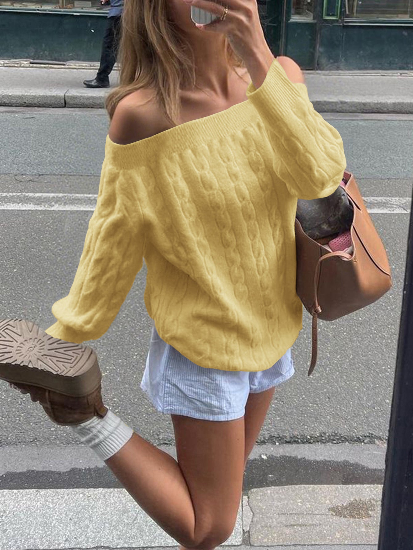 Women Solid Color Long Sleeve Vest Sweater Top