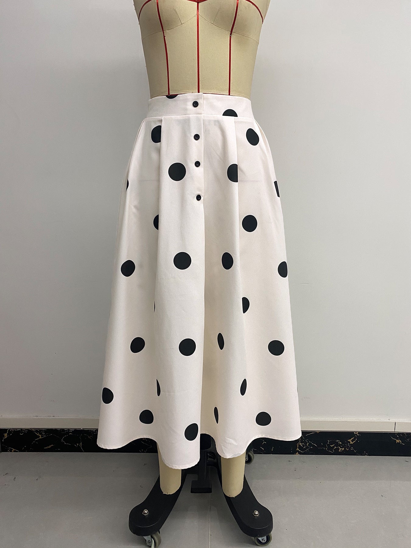 Casual Retro Skirt Women's High Waist Polka Dots