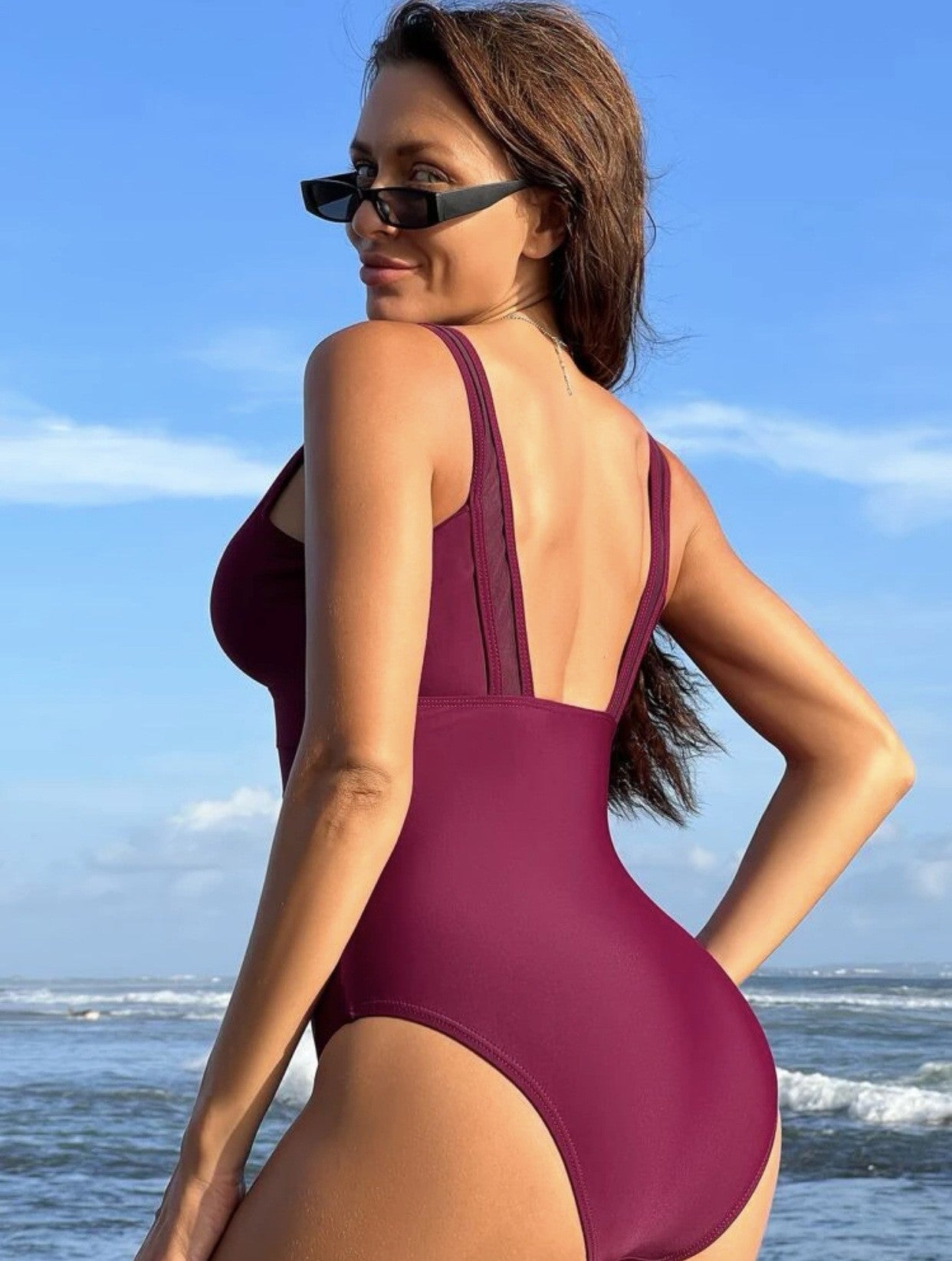 Women's Splicing Mesh Sexy One-piece Swimsuit