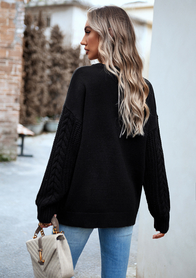 Parchment Chunky Knit Sleeve Drop Shoulder Sweater
