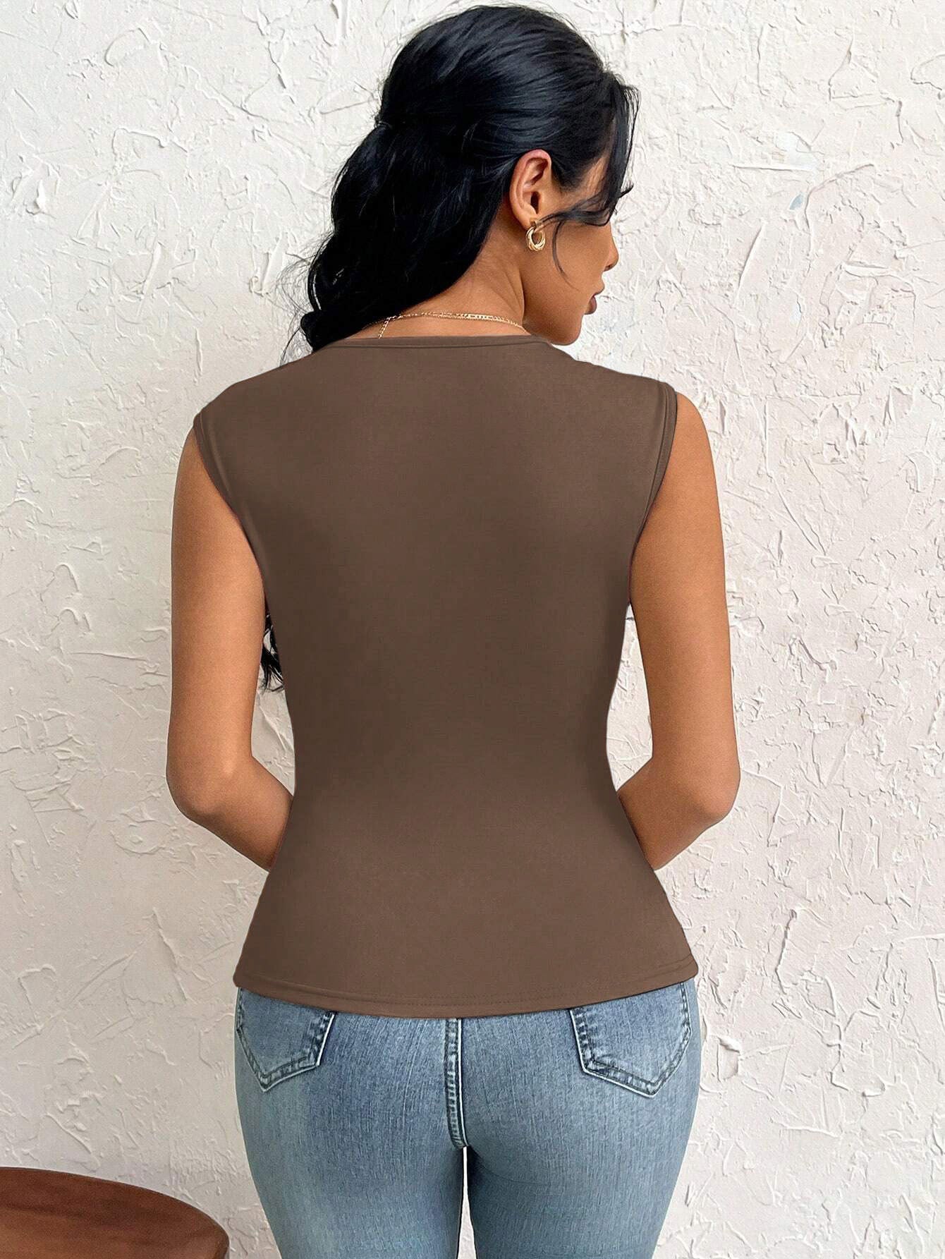 Women's T-shirt Summer Slim Short Solid Color Top