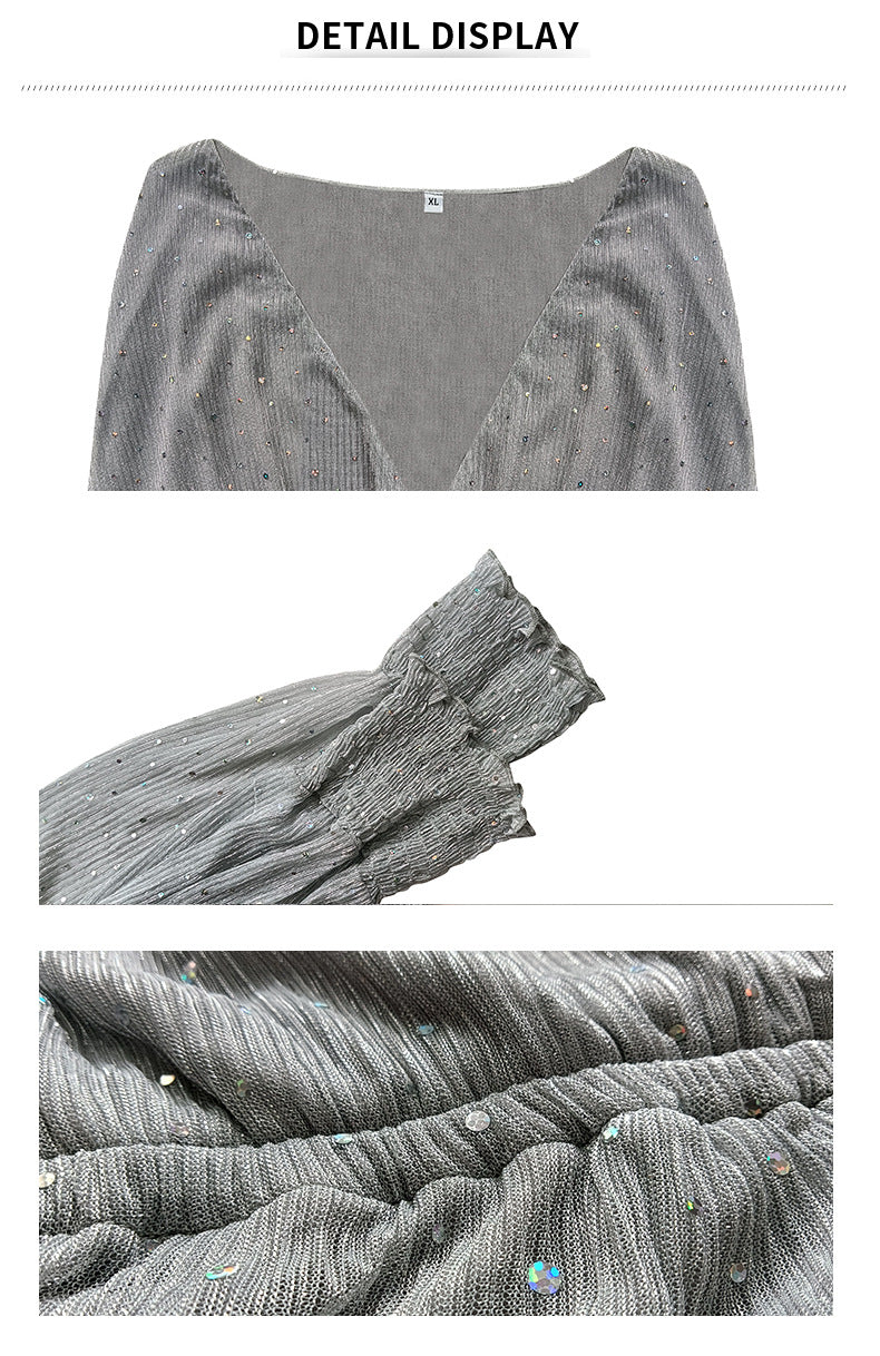 Women's Floral Print Chiffon Dress Long Sleeves