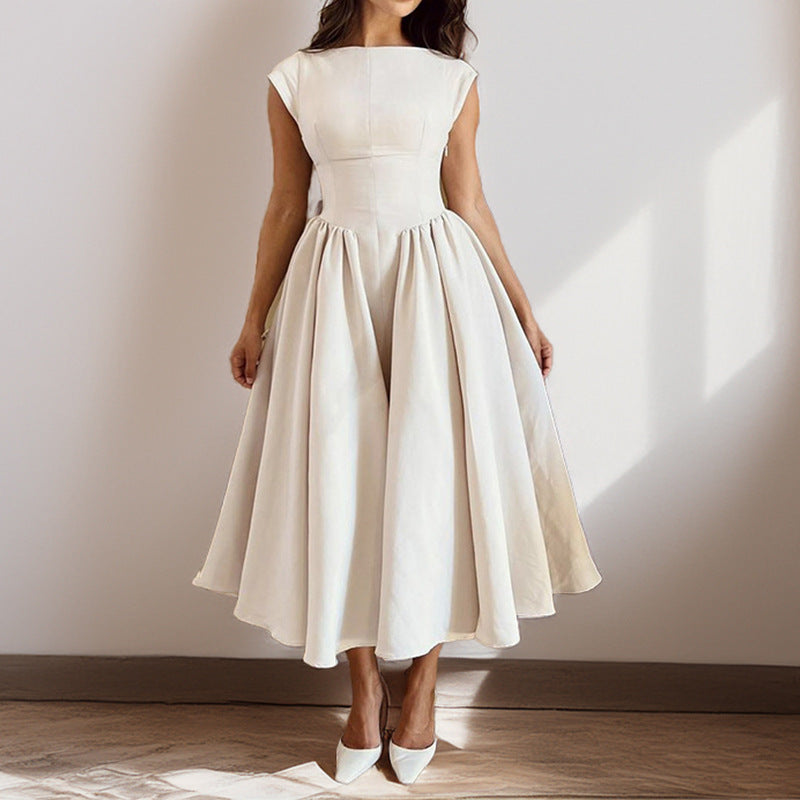 Women's Solid Color Backless Slim Dress