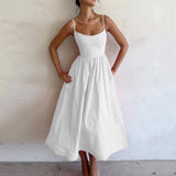 Sexy Low-cut Waist Suspender Dress Long Dress