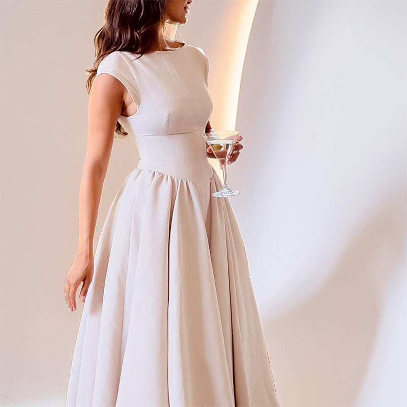 Women's Solid Color Backless Slim Dress