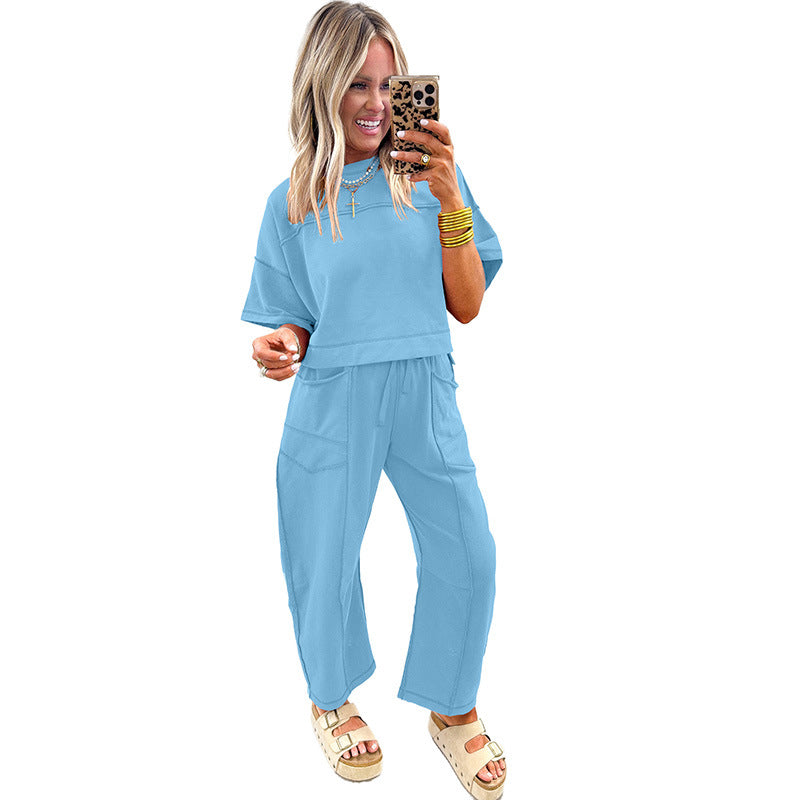 Drop Shoulder Boxy Tee and Barrel Pants Set