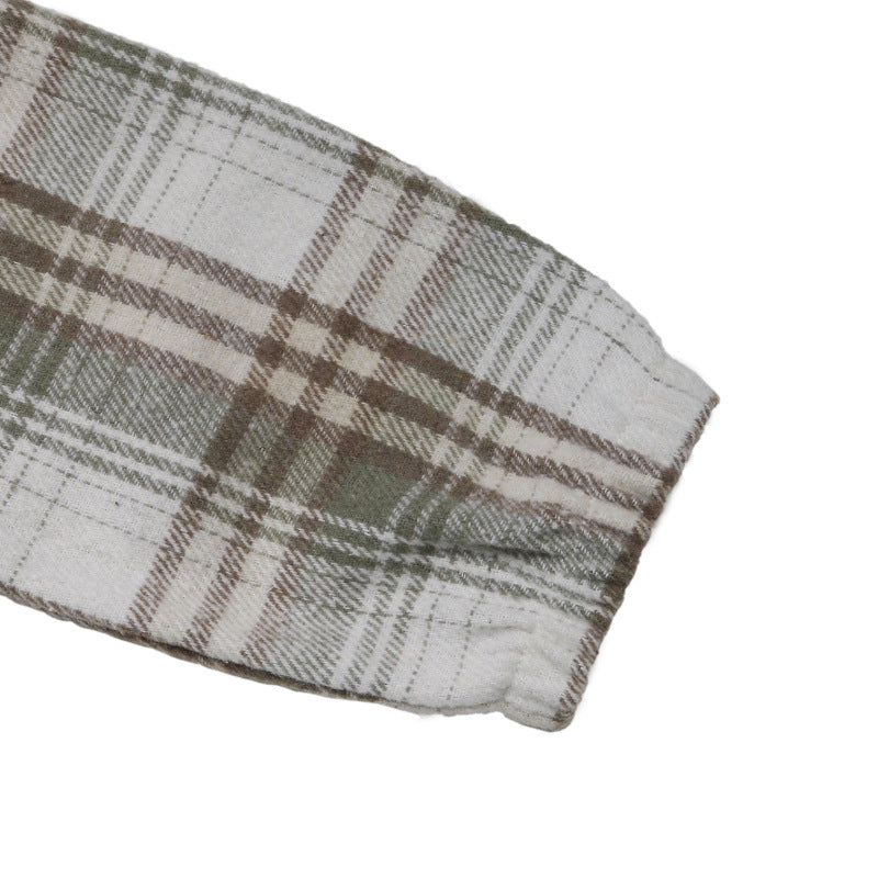 Casual Simple Retro Plaid Spliced Top