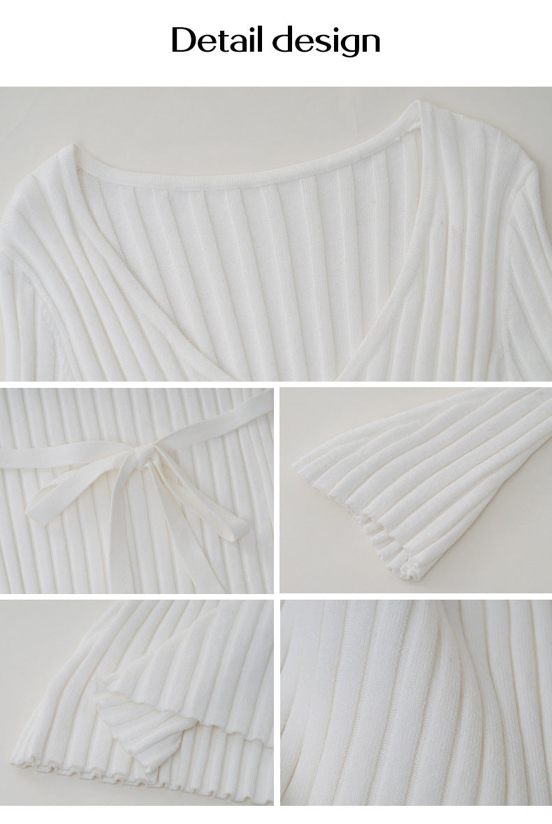 Women Casual V Neck Knit Sweater Dresses