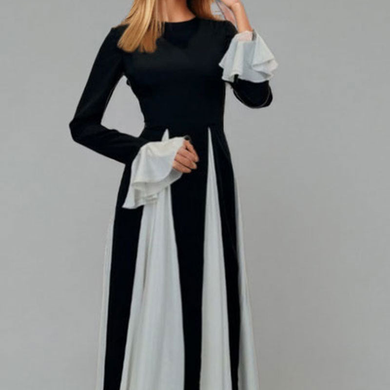 Women's Casual Contrasting Color Splicing Shoulder Strap Dress