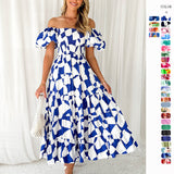 Offshoulder Printed Bubble Sleeve Dress for Women