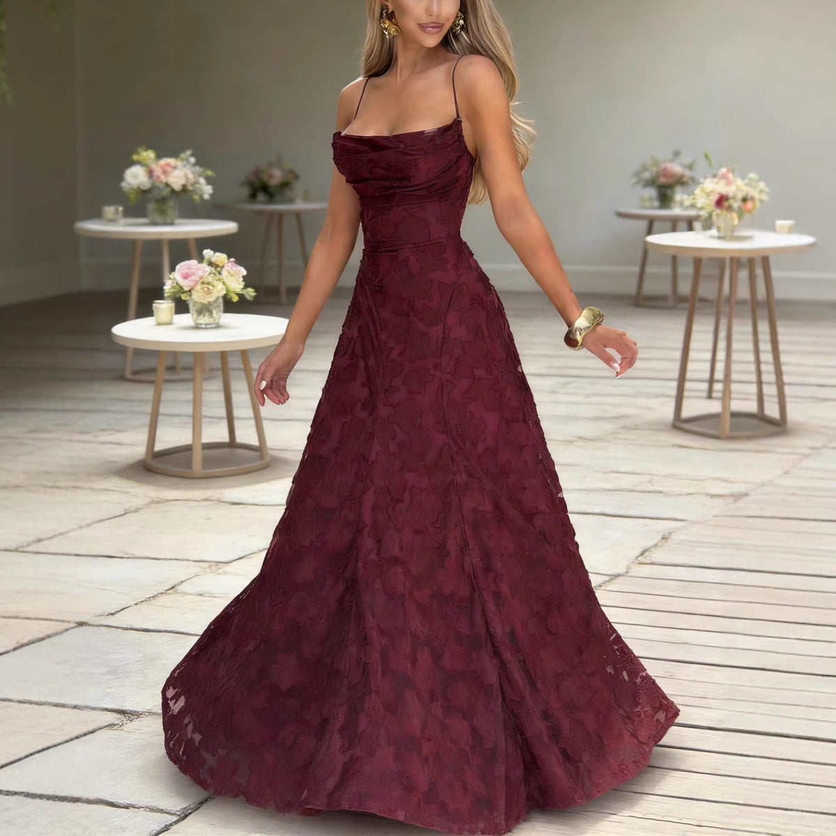 Women's Burgundy Sexy Camisole Dress