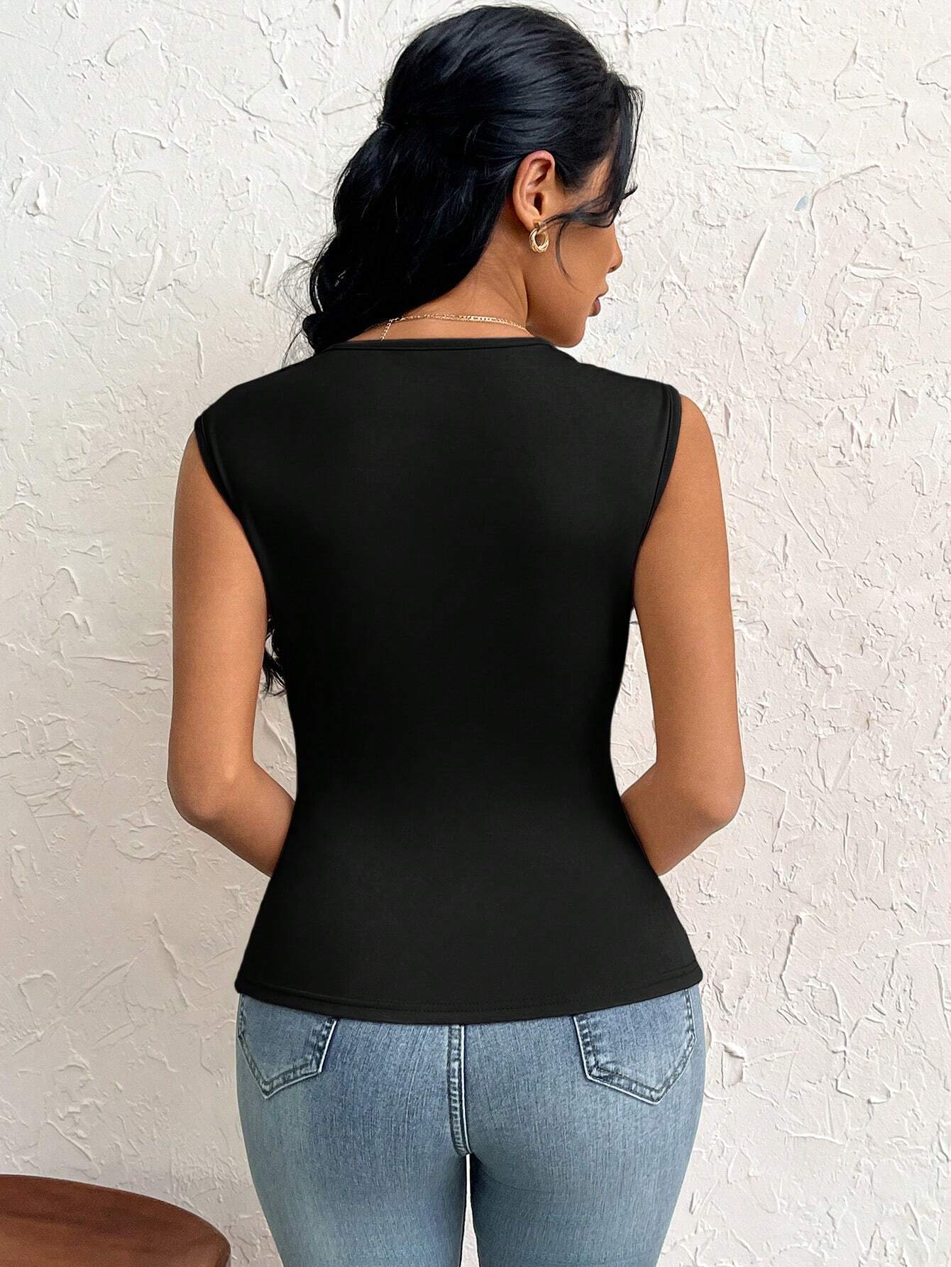 Women's T-shirt Summer Slim Short Solid Color Top