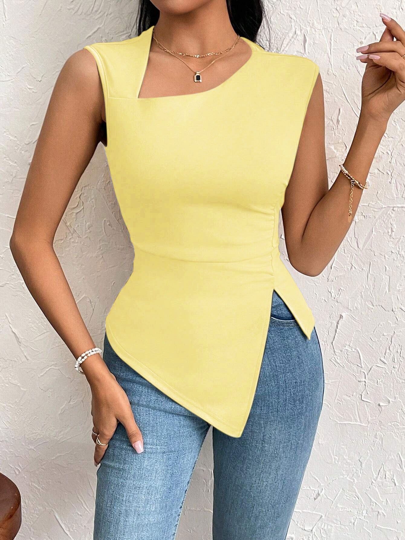 Women's T-shirt Summer Slim Short Solid Color Top