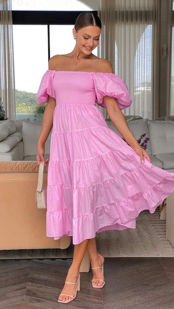 Offshoulder Printed Bubble Sleeve Dress for Women