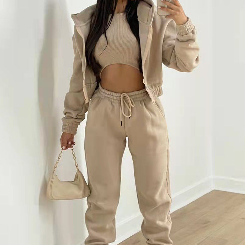 Women's Sports Casual Hooded Fleece Sweater Suit