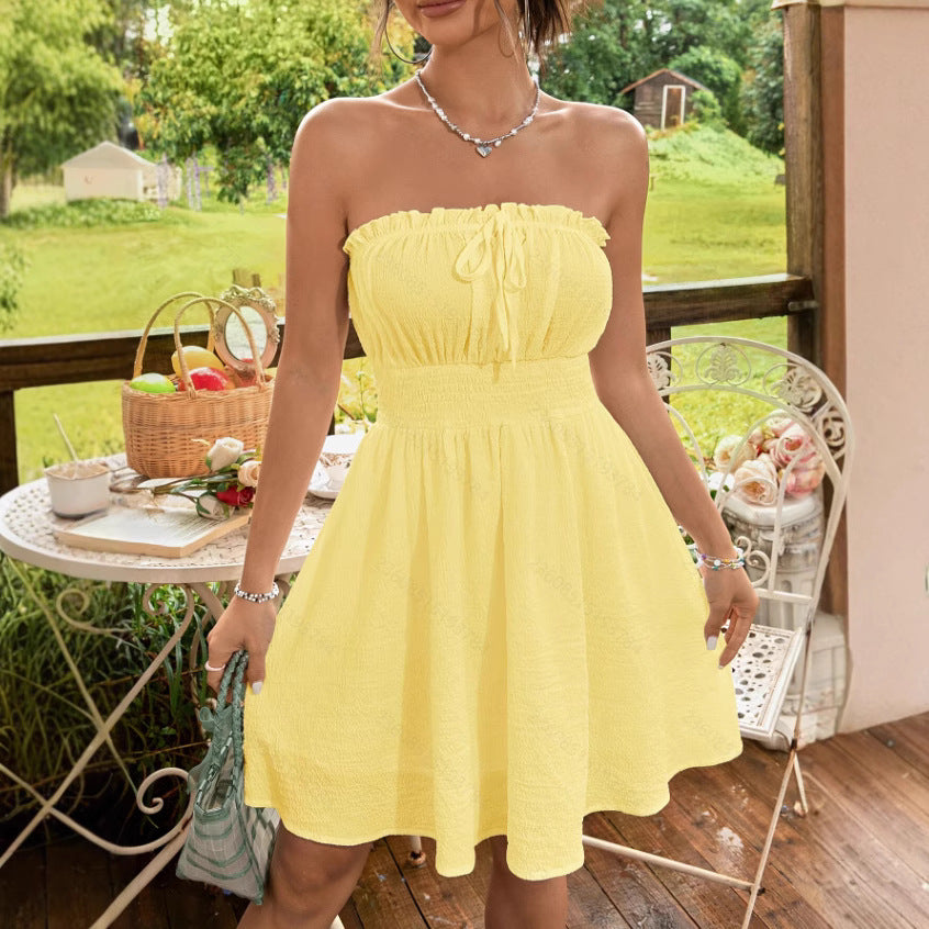 Summer Dresses for Women Strapless Tube Top Sundress