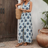 Printed Sleeveless Split Waist Dress