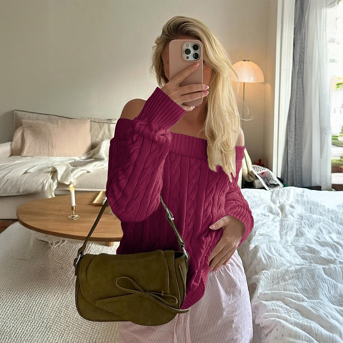 Women Solid Color Long Sleeve Vest Sweater Top