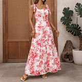 Suspender Floral Print A-shaped Dress