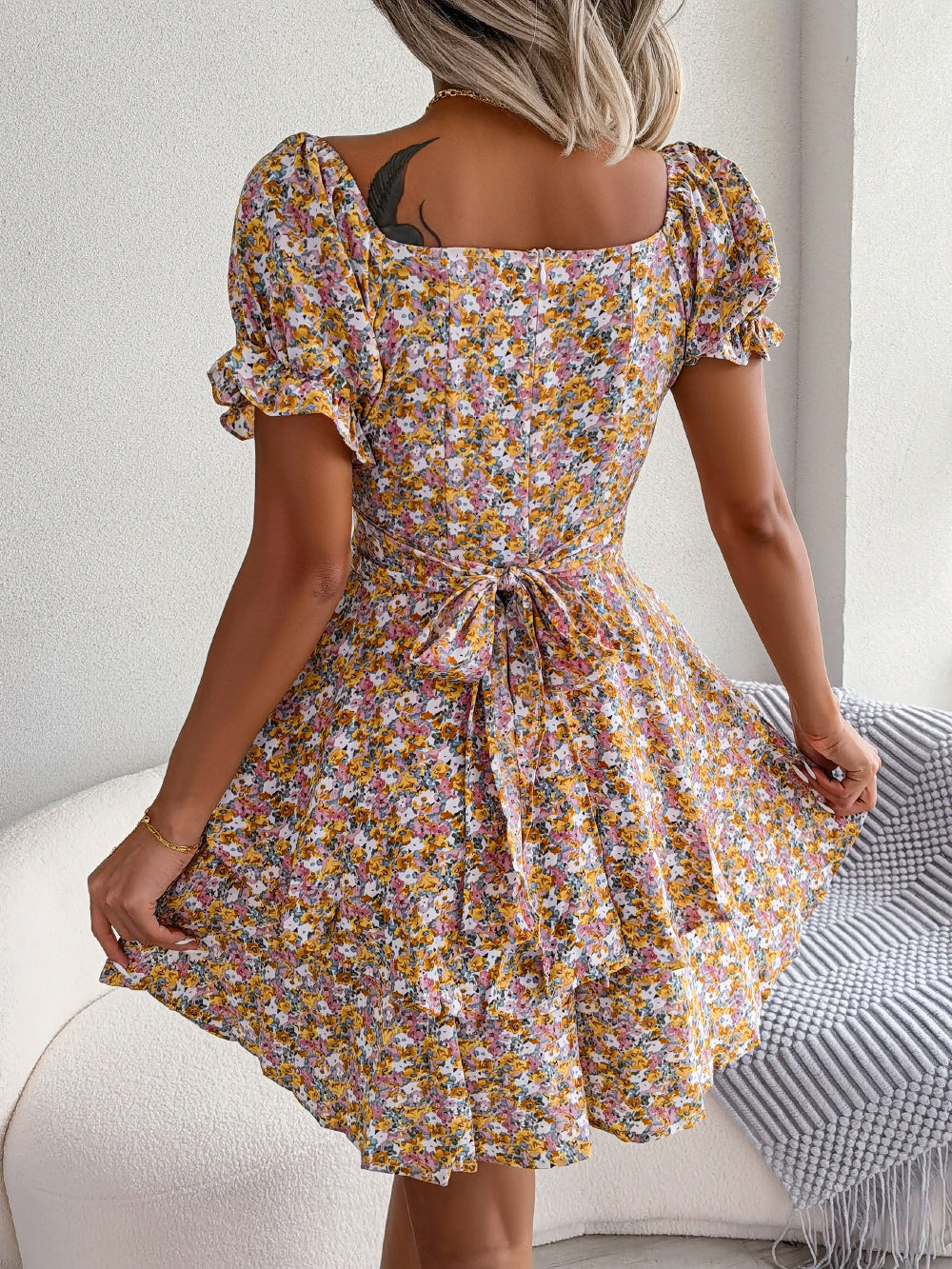 Women's Floral Lace-up Dress