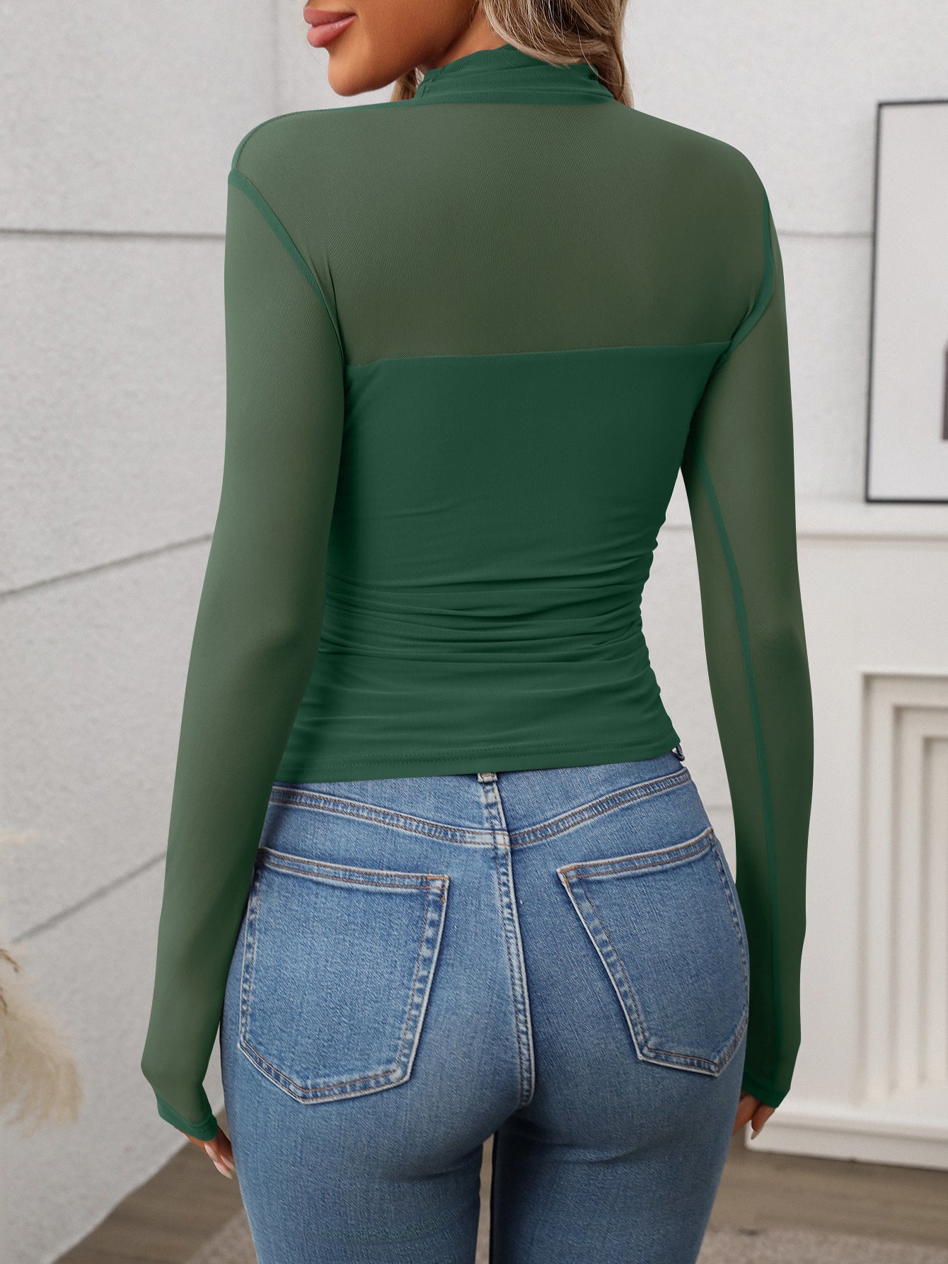 Women's Long-sleeved T-shirt Sexy Y2K Mesh Top