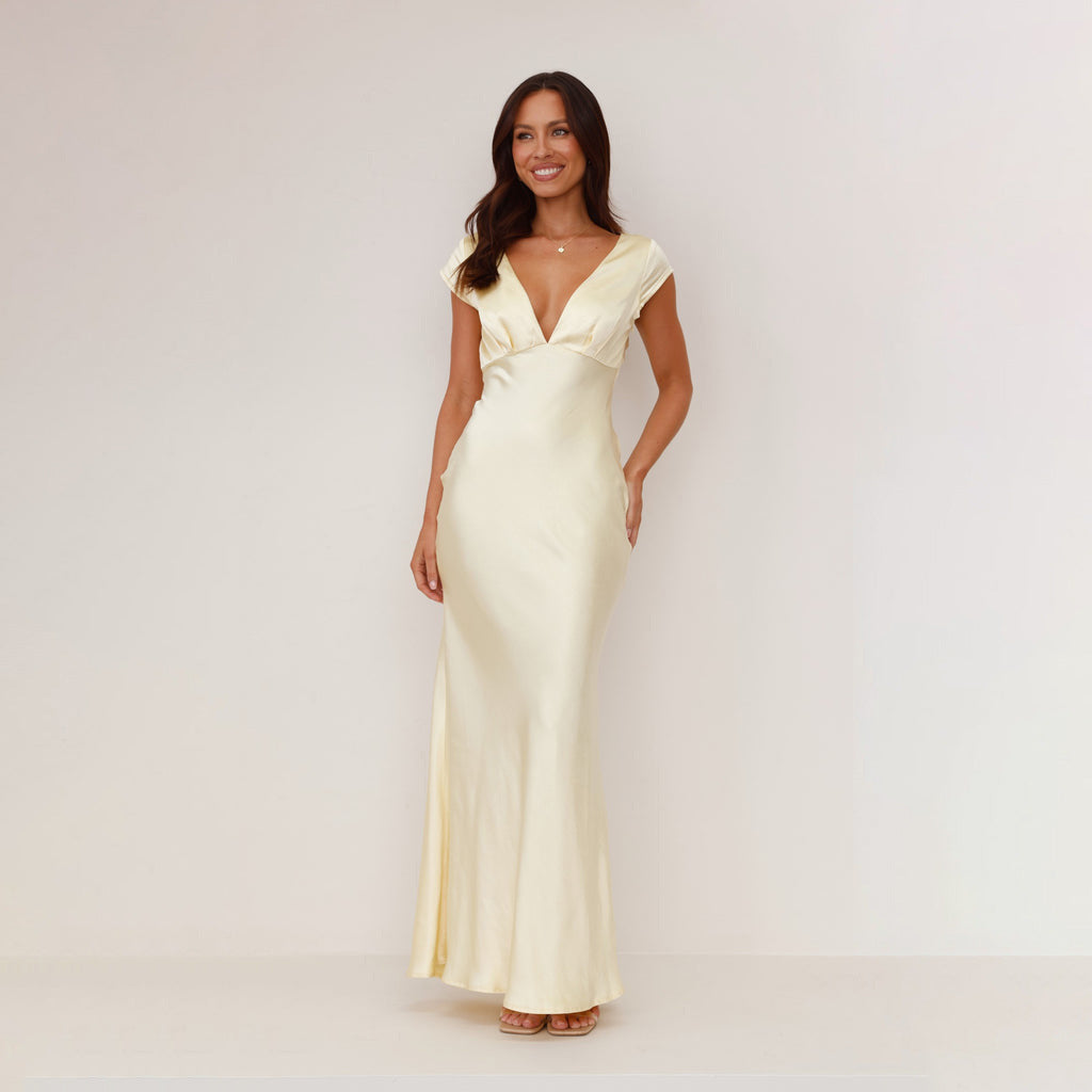 Women Sexy Deep V Slim Back Dress