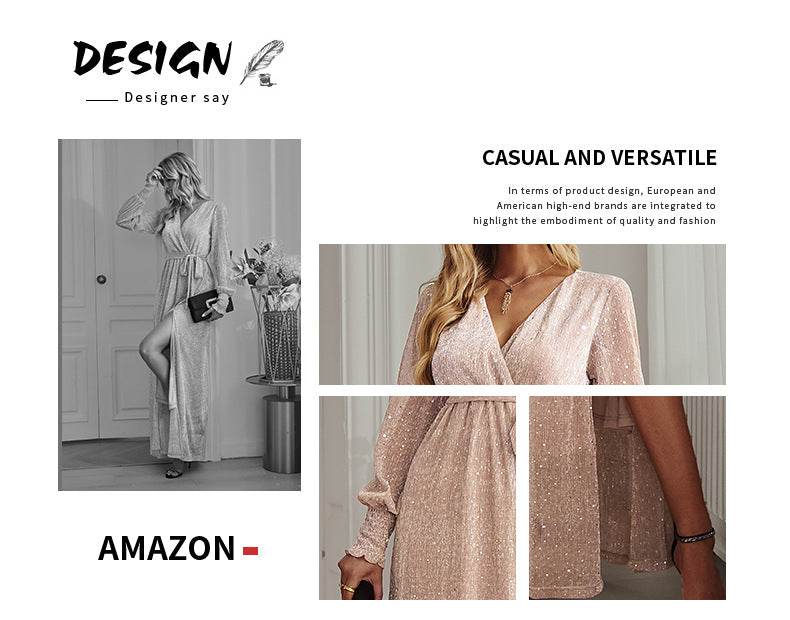 Women's Floral Print Chiffon Dress Long Sleeves